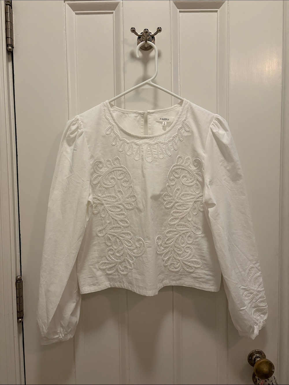 Z supply white embroidered top